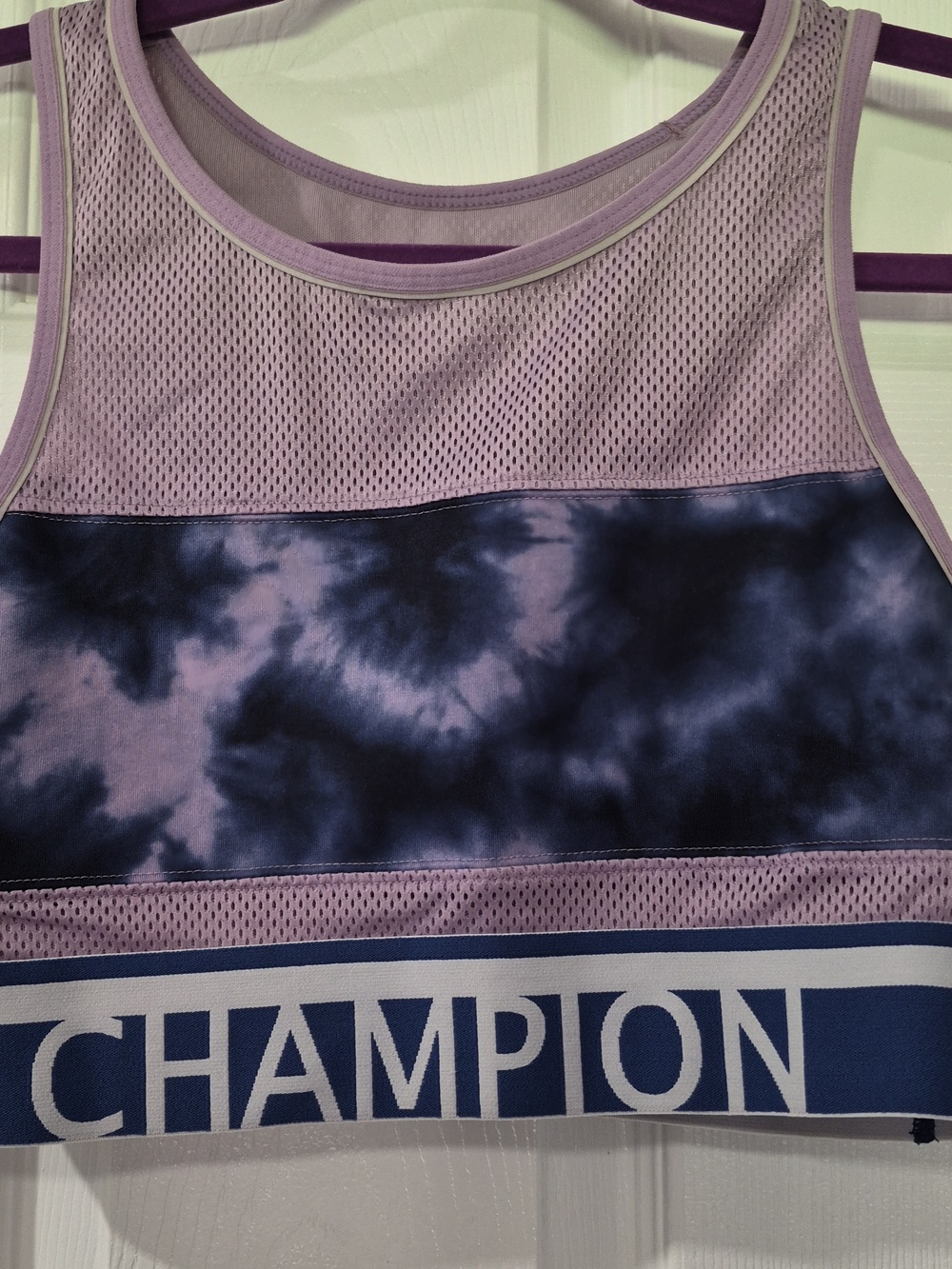 Champion Lavender and Navy Tie-Dye Mesh Athletic Tank Large